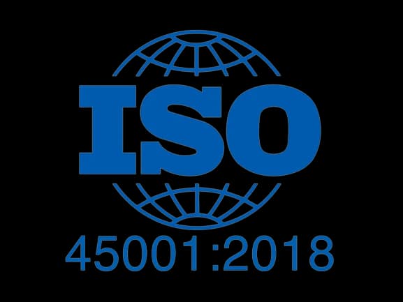 Sello de certificación ISO 45001:2018 en seguridad y salud en el trabajo